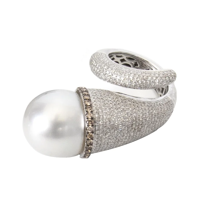 rose cut diamond rings for women-Pearl Swirl Ring