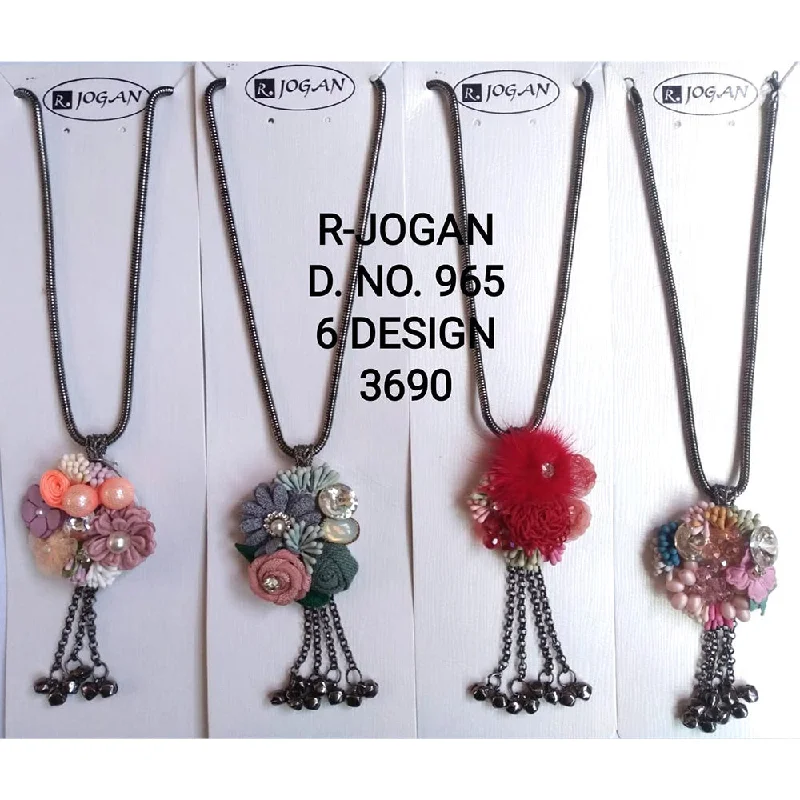 handcrafted necklaces for women-R Jogan Oxidised Plated Assorted Design Long Necklace