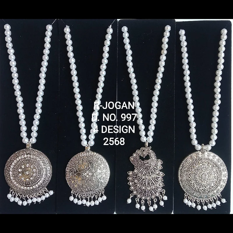 dainty necklaces for women-R Jogan Oxidised Plated Assorted Design Long Necklace