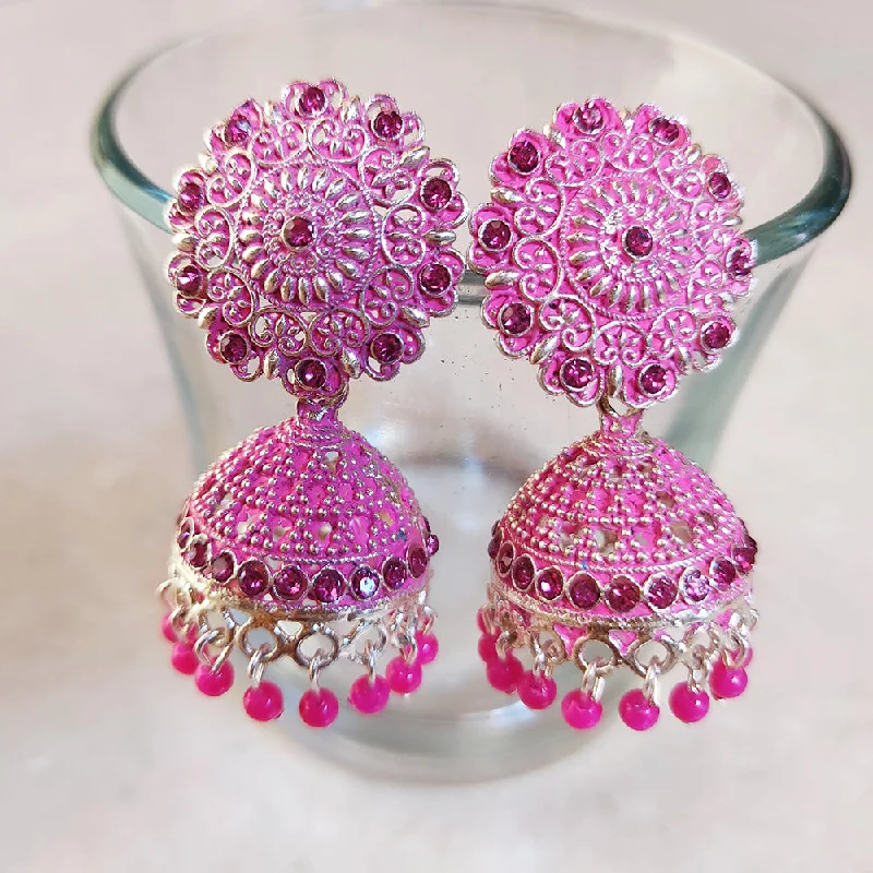 gold earrings for women-H K Fashion Silver Plated Jhumki Earrings