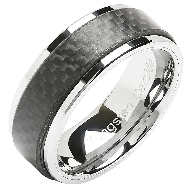 emerald cut engagement rings for women-100S JEWELRY Tungsten Rings for Men Women Wedding Band Carbon Fiber Ring Overlaid Sizes 6-16