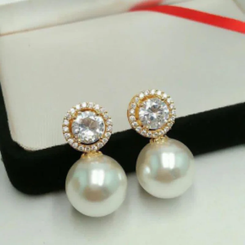 cocktail earrings for women-Pooja Bangles Gold Plated Pearl Stud Earrings