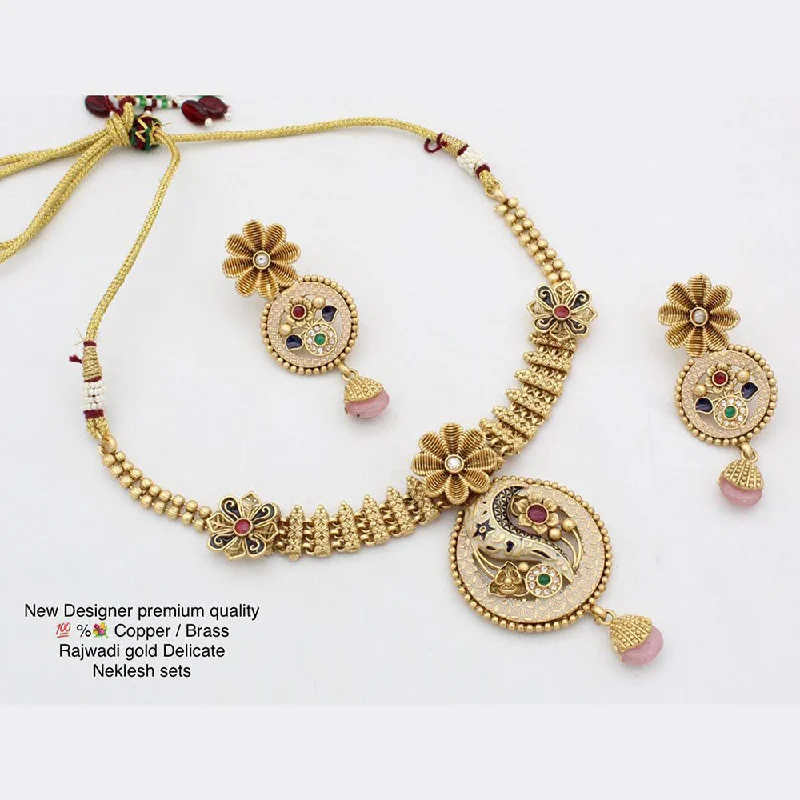 chic necklaces for women-Manisha Jewellery Gold Plated Rajwadi Necklace Set