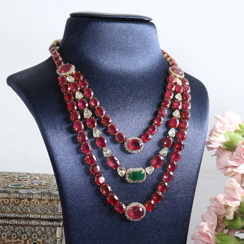 braided necklaces for women-Leena Polki and Diamond Long Necklace