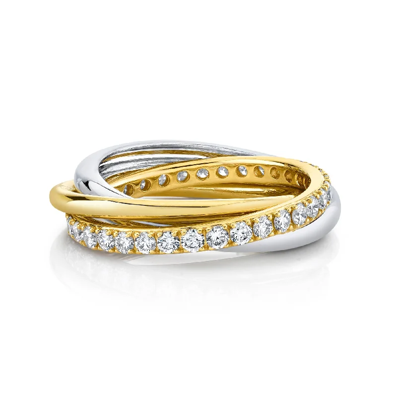 best engagement rings for women-With a Twist Date Ring - White Diamond / 14k Yellow Gold and Sterling Silver