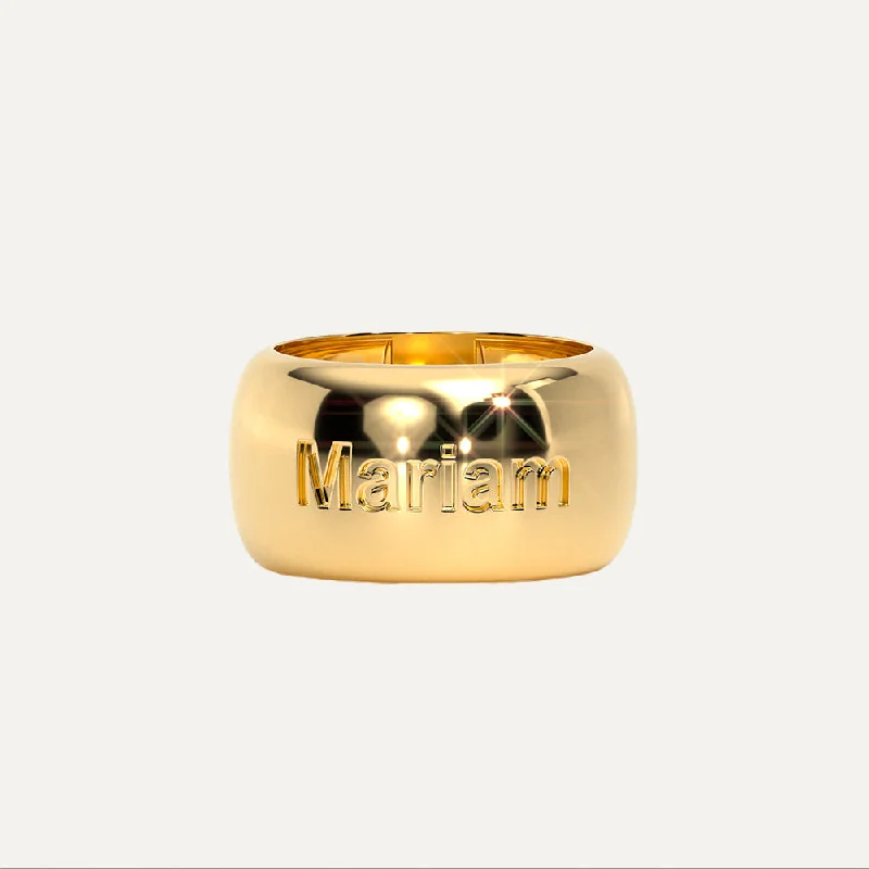 butterfly rings for women-Customized Dome Name Ring