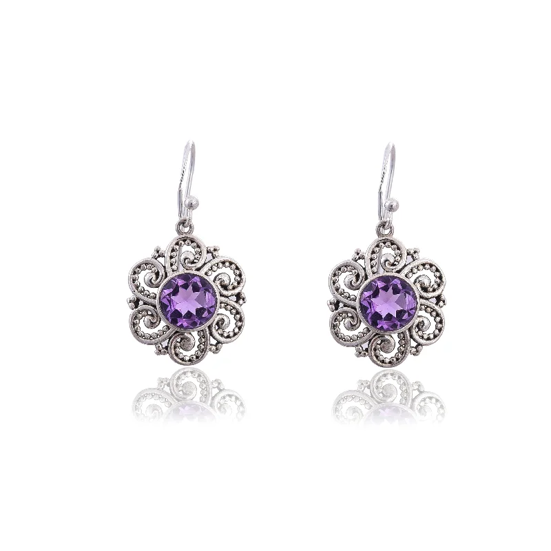 geometric earrings for women-Silver Mountain 925 Silver Amethyst Earring