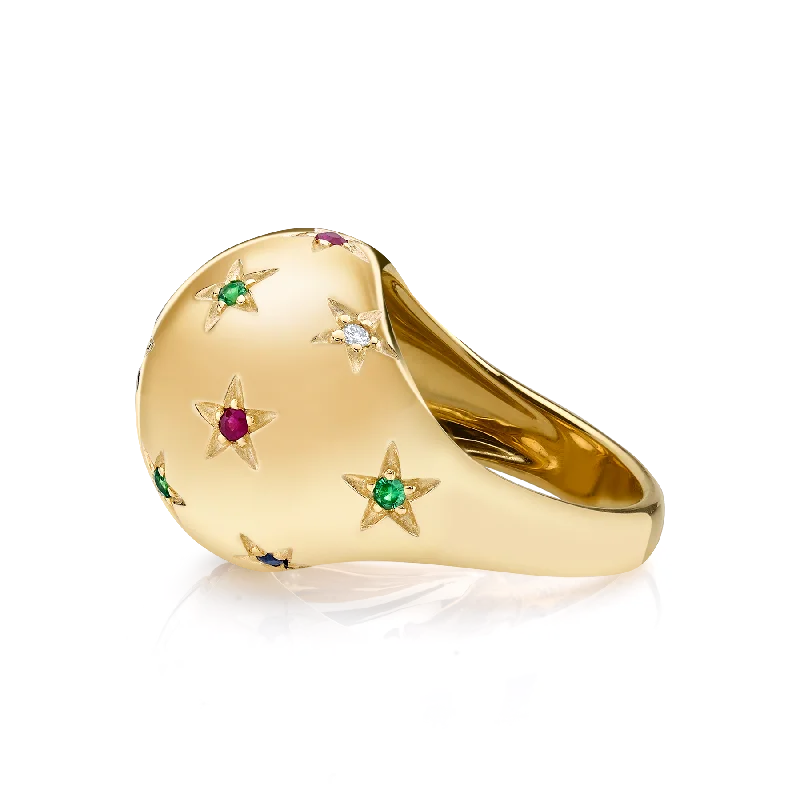 opal rings for women-Star Bombe Ring - Tri Color / 14k Yellow Gold