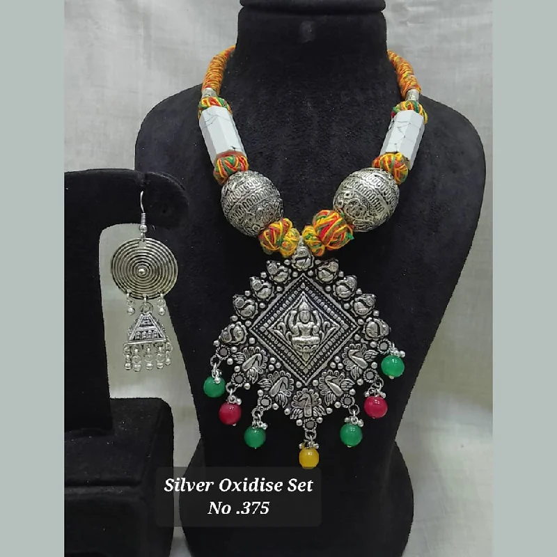 matching couple necklaces for women-Jyoti Arts Oxidised Plated Temple Necklace Set