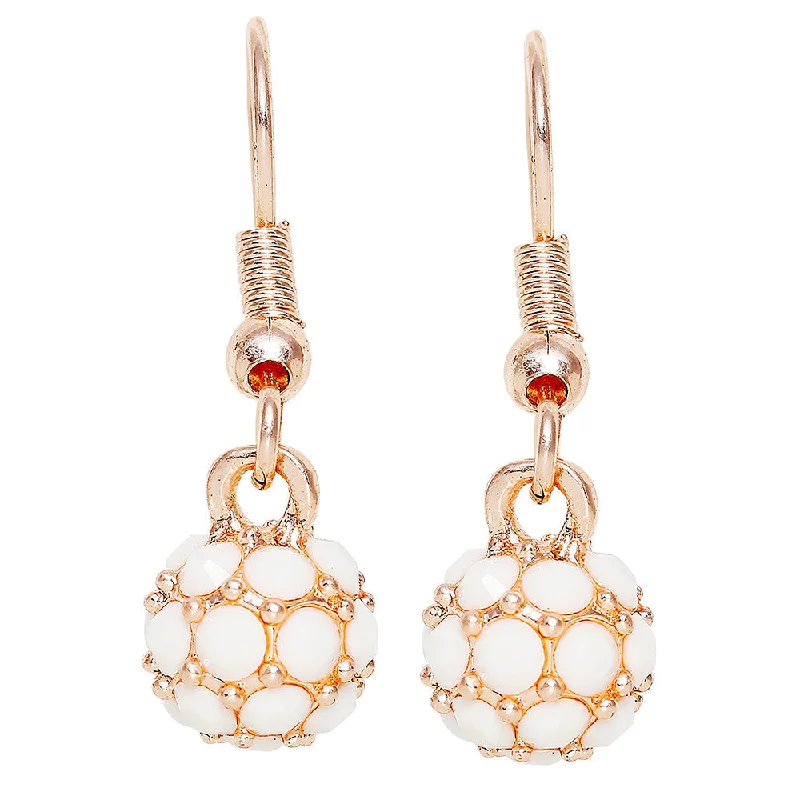 pearl drop earrings for women-Mahi Royal Sparklers White Crystals Ball Earrings for Women (ER1109757ZWhi)