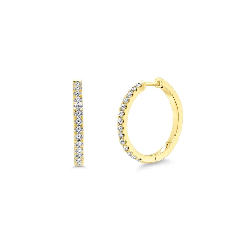 chunky earrings for women-Medium Diamond Hoops