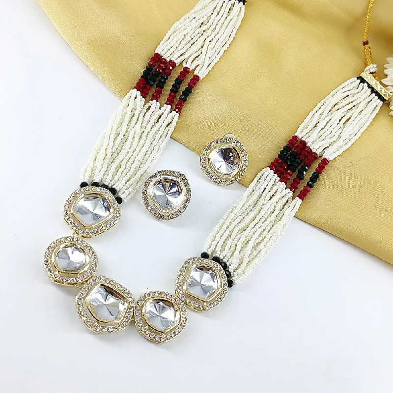 vintage necklaces for women-Manisha Jewellery Gold Plated Crystal Necklace Set