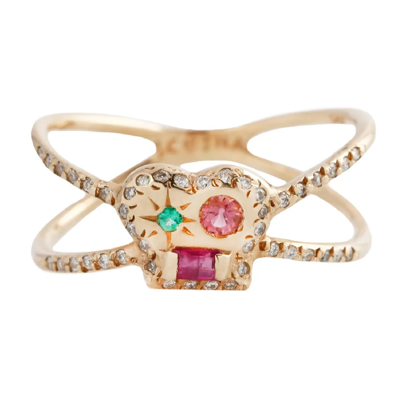 personalized rings for women-Mixed Gem Max Cage Ring