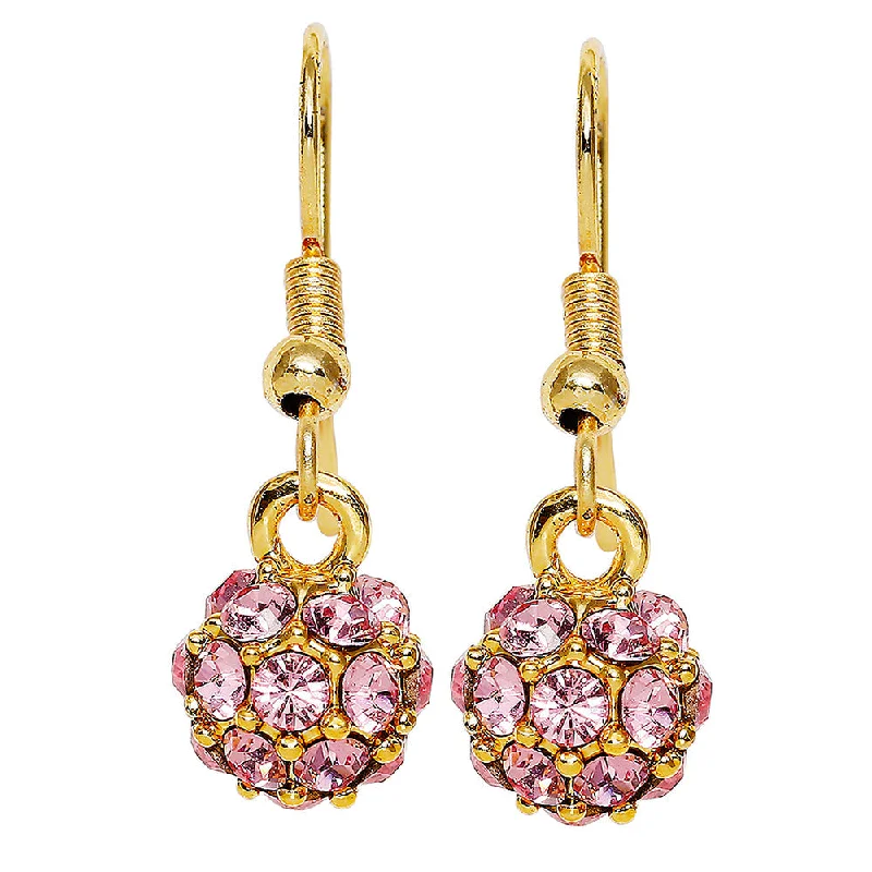 butterfly earrings for women-Mahi Royal Sparklers Pink Crystals Ball Earrings for Women (ER1109758GPin)