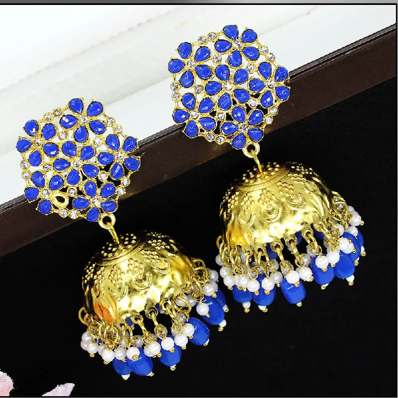 elegant earrings for women-Mahavir Gold Plated Jhumki Earrings