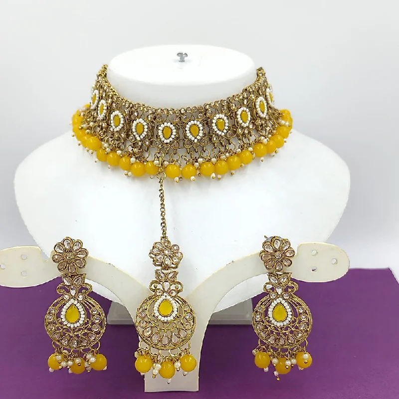 amethyst necklaces for women-Manisha Jewellery Gold Plated Crystal Stone Necklace Set