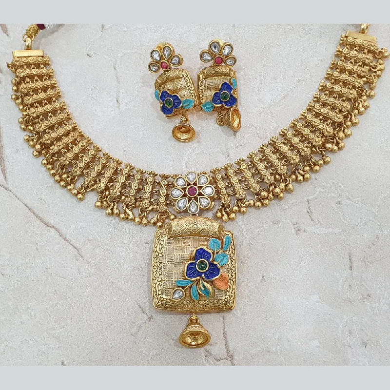 sapphire necklaces for women-Neepa Jewells Copper Gold Necklace Set