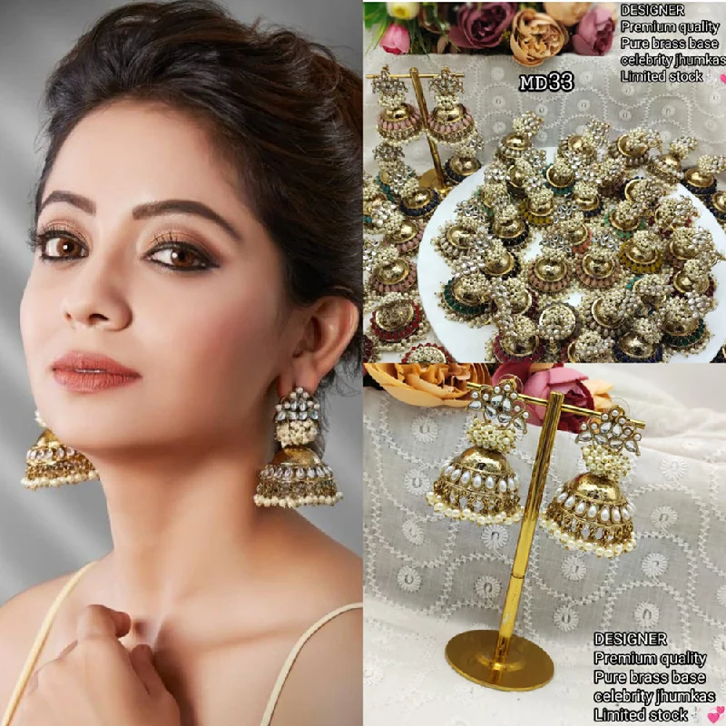 geometric stud earrings for women-Manisha Jewellery Gold Plated Kundan Stone Jhumki Earrings