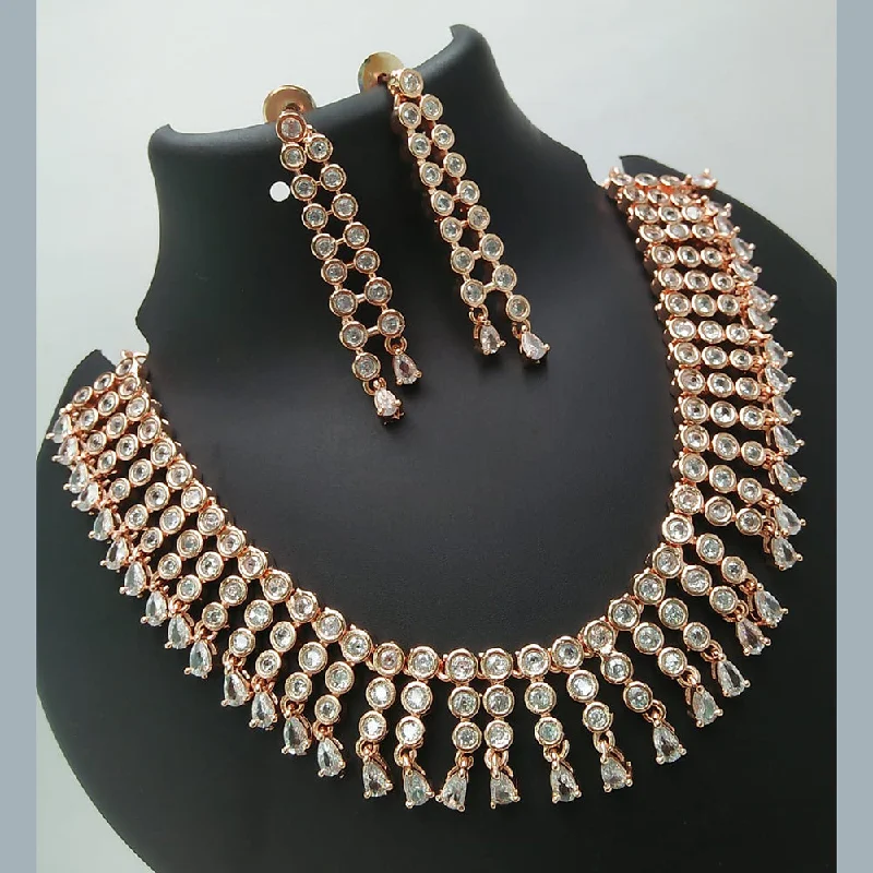 stylish necklaces for women-Manisha Jewellery Rose Gold Plated Austrian Stone Necklace Set