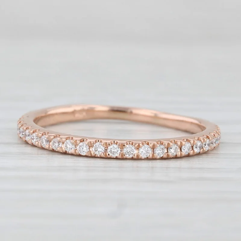 simple engagement rings for women-0.30ctw Diamond Wedding Band 14k Rose Gold Size 7.5 Stackable Ring