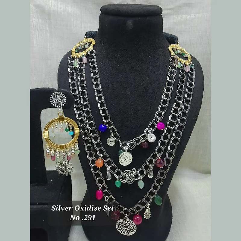 chunky necklaces for women-Jyoti Arts 2 Tone Plated Long Necklace Set