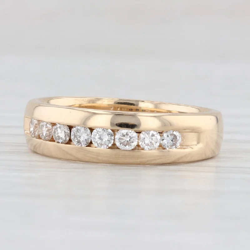 antique engagement rings for women-0.40ctw Channel Set Diamond Wedding Band 14k Yellow Gold Ring Size 8.5