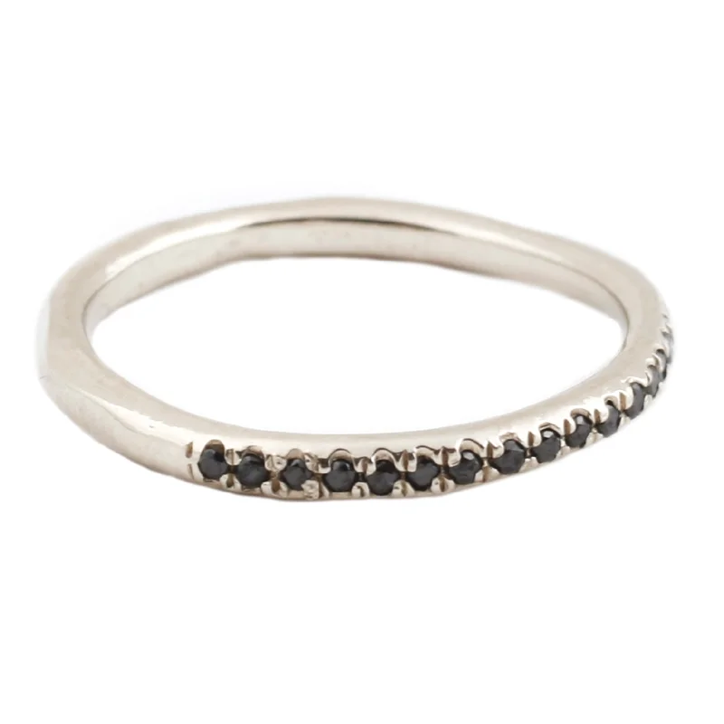 stacked rings for women-Black Diamond Half Eternity Band