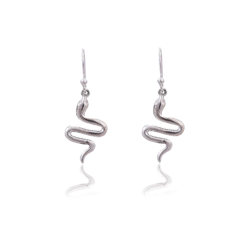 black diamond earrings for women-Silver Mountain 925 Sterling silver snake earring