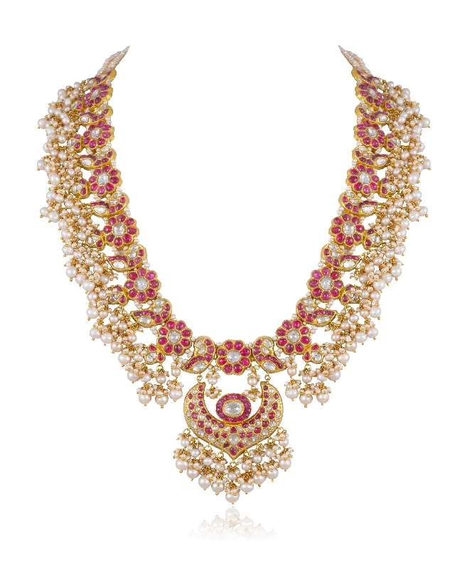 opal necklaces for women-Nithya Polki Long Necklace