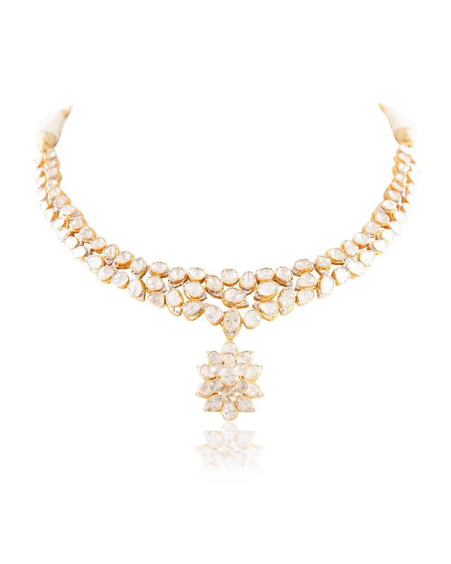 charm necklaces for women-Girija Polki And Diamond Necklace