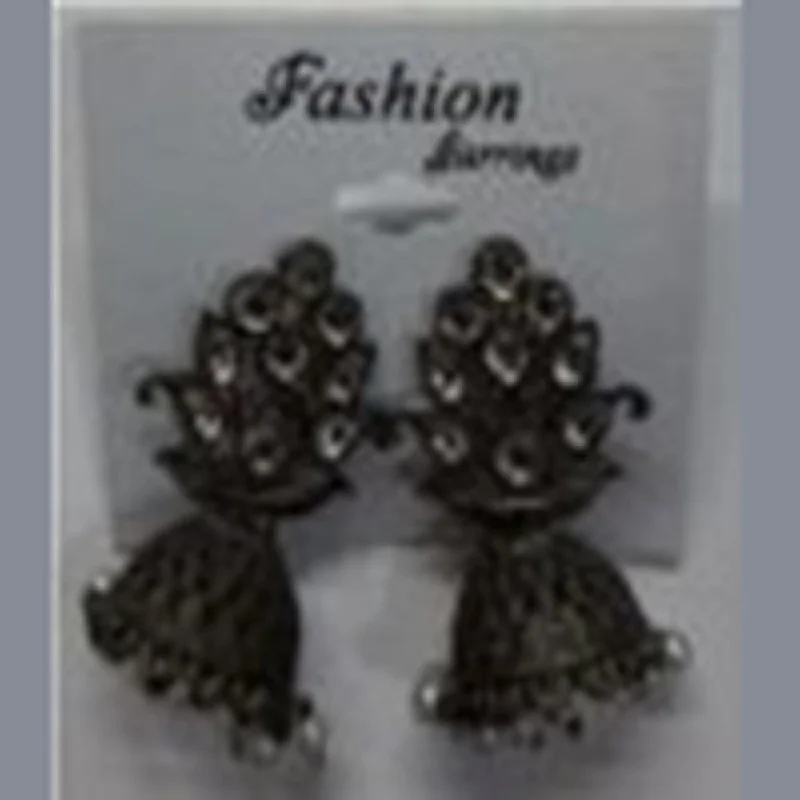 casual earrings for women-Infinity Jewels Oxidised Plated Jhumki Earrings