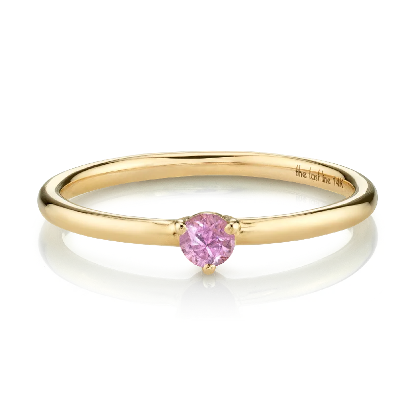 opal engagement rings for women-Solitaire Ring - Pink Tourmaline / 14k Yellow Gold