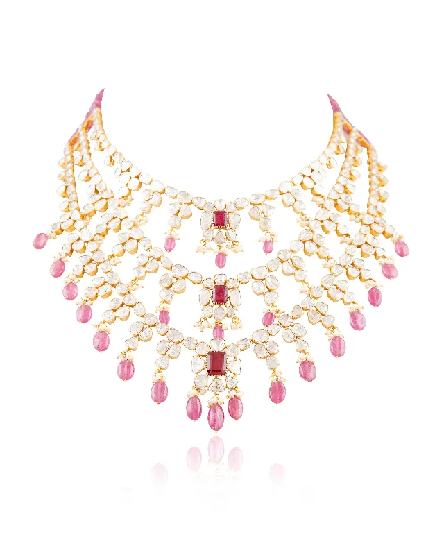 statement chain necklaces for women-Kajol Polki Long Necklace