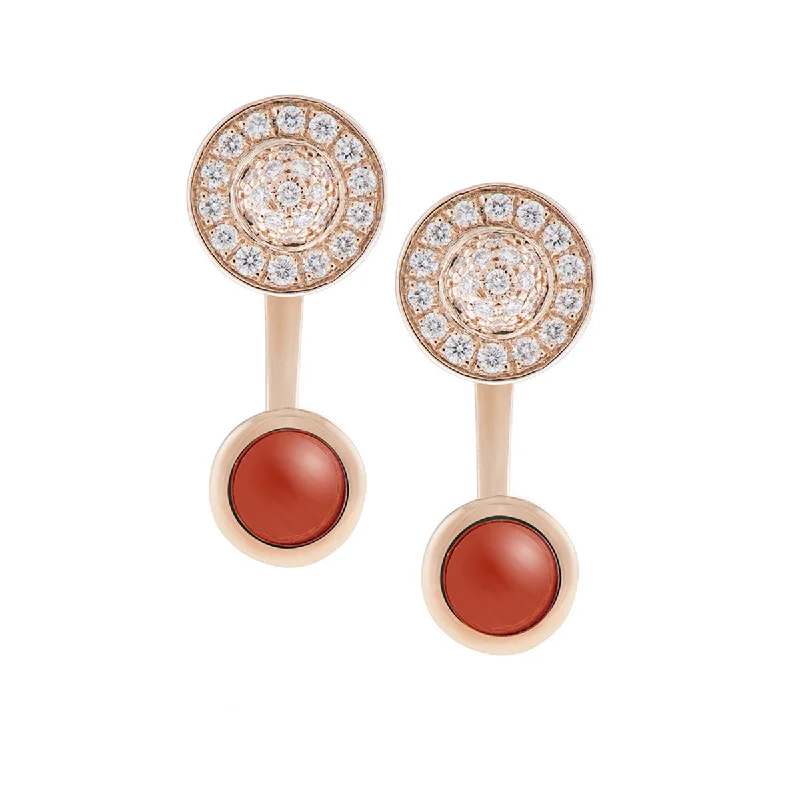 rose gold earrings for women-Earrings with Diamonds and Coral