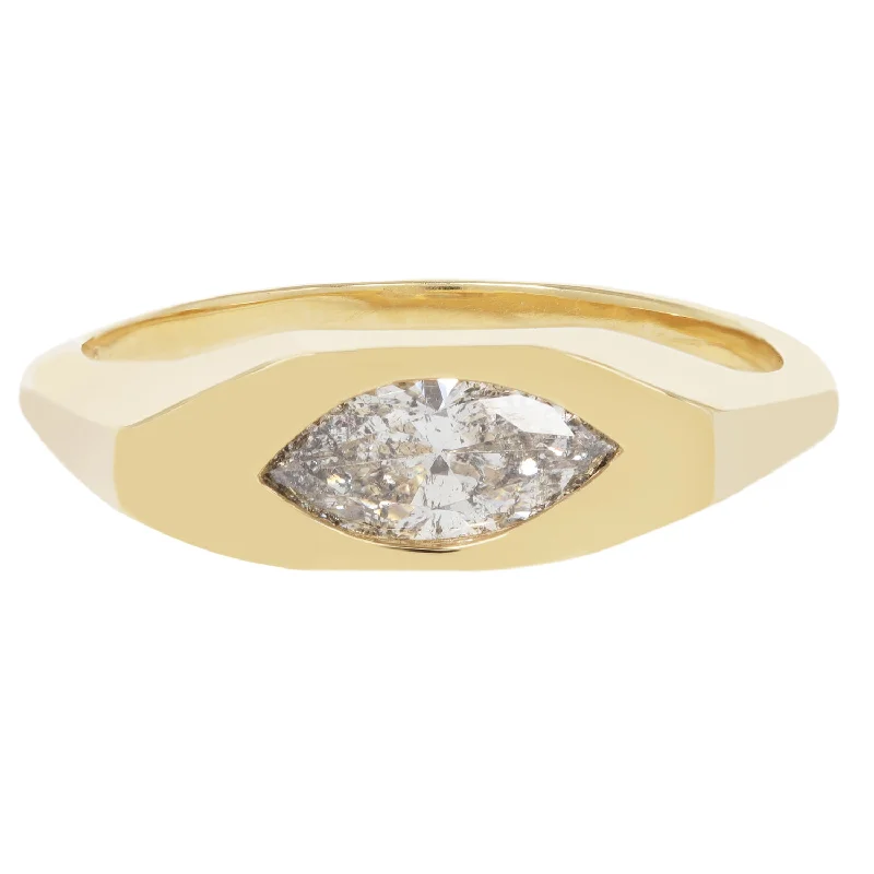 double band rings for women-Misty Eye Marquise Signet Ring