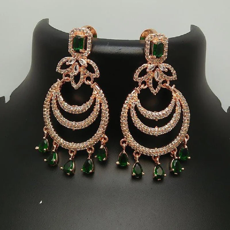 diamond earrings for women-Manisha Jewellery Gold Plated AD Stone Dangler Earrings