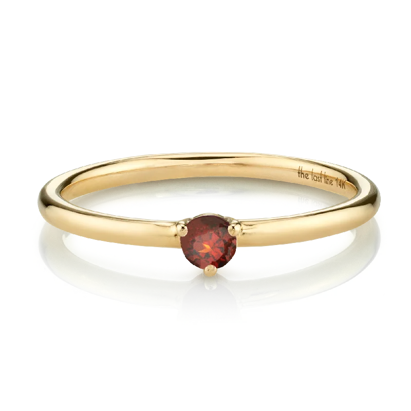 vintage engagement rings for women-Solitaire Ring - Garnet / 14k Yellow Gold