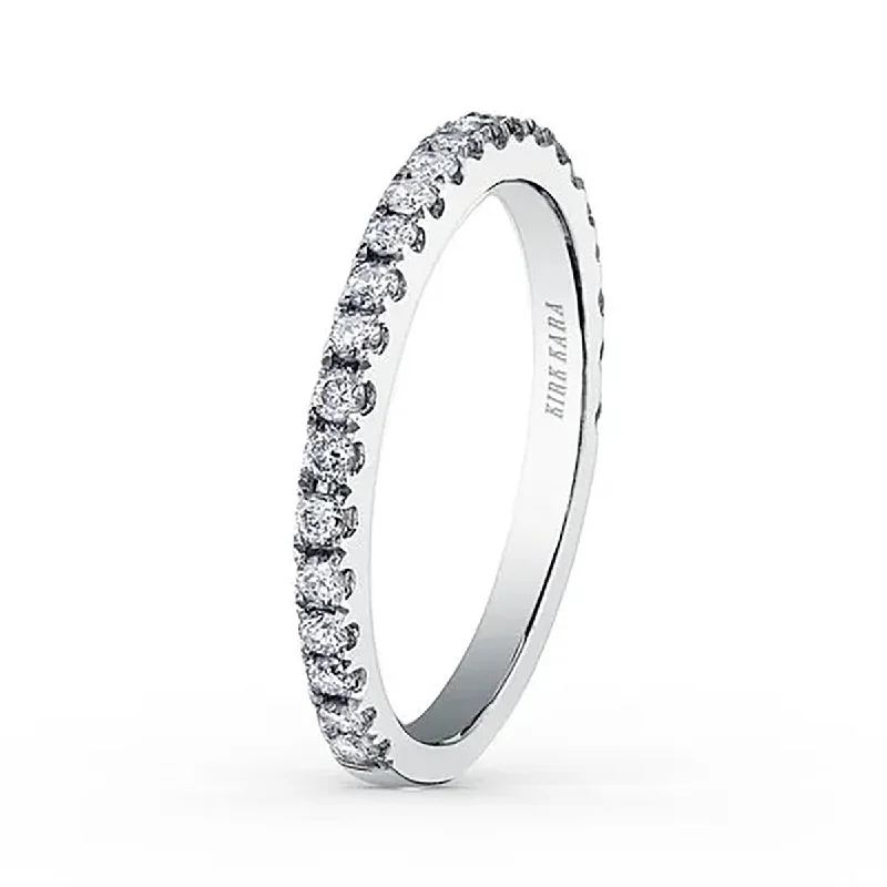 large diamond engagement rings for women-18K White Gold Stackable Modern Diamond Wedding Band