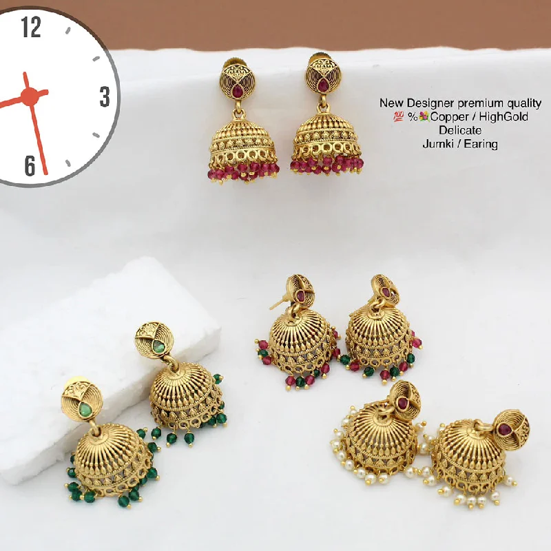 diamond drop stud earrings for women-Manisha Jewellery Gold Plated Pota Stone Jhumki Earrings