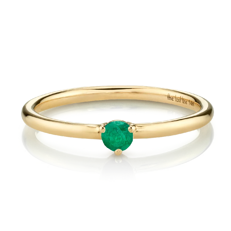 diamond rings for special occasions-Solitaire Ring - Emerald / 14k Yellow Gold