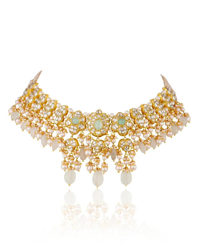 vintage gold necklaces for women-Fhalguni Polki Necklace