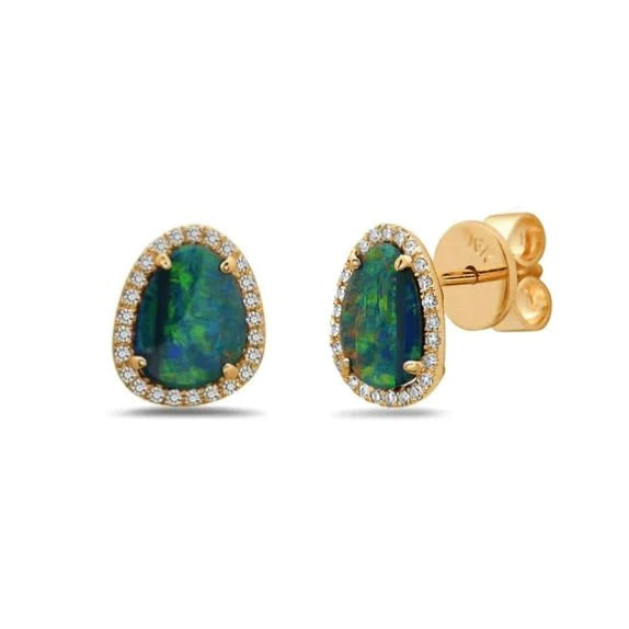 statement earrings for women-Diamond Opal Earrings