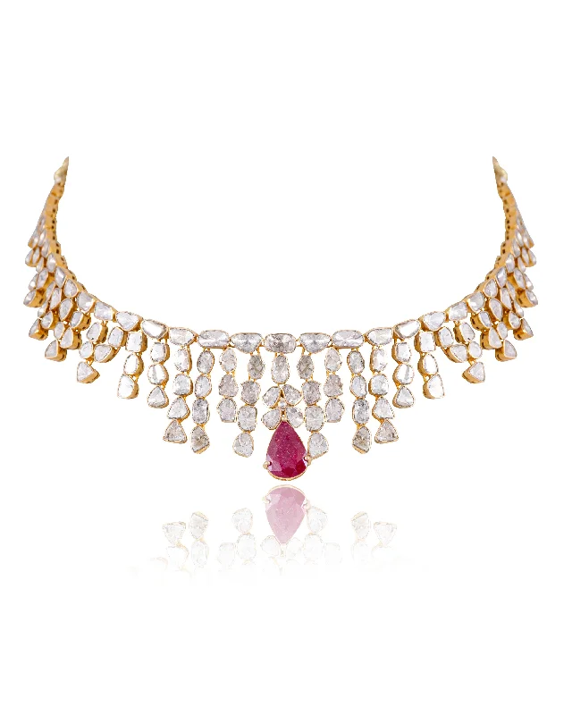 opal necklaces for women-Diya Polki Necklace