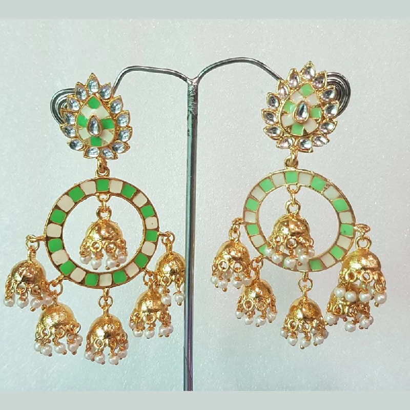 zodiac earrings for women-Shreeji Gold Plated Jhumki Earrings