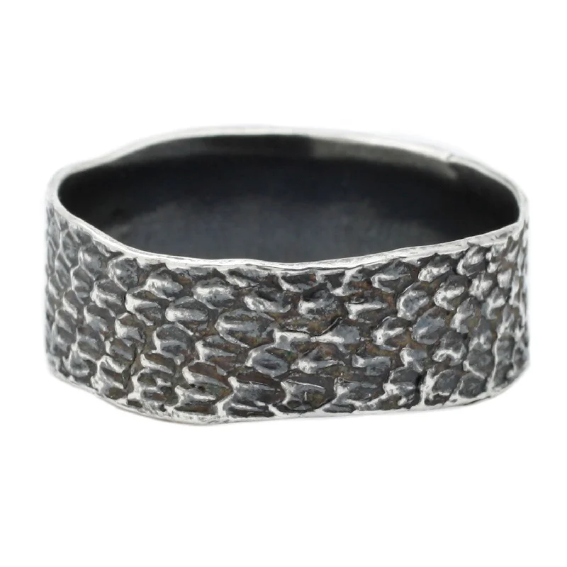 eternity bands for women-Silver Double Snakeskin Band