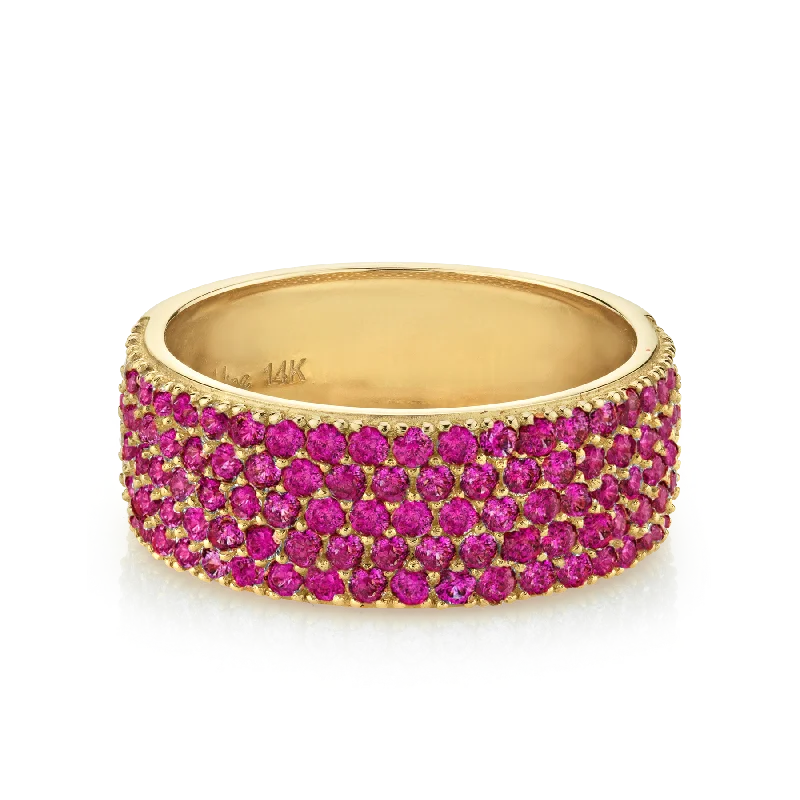 large stone rings for women-Medium Cigar Band - Ruby / 14k Yellow Gold