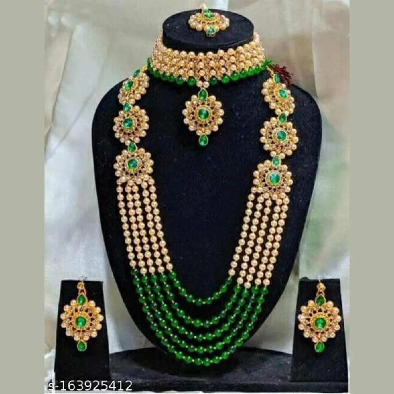 eco-friendly necklaces for women-Manisha Jewellery Gold Plated Double Necklace Set