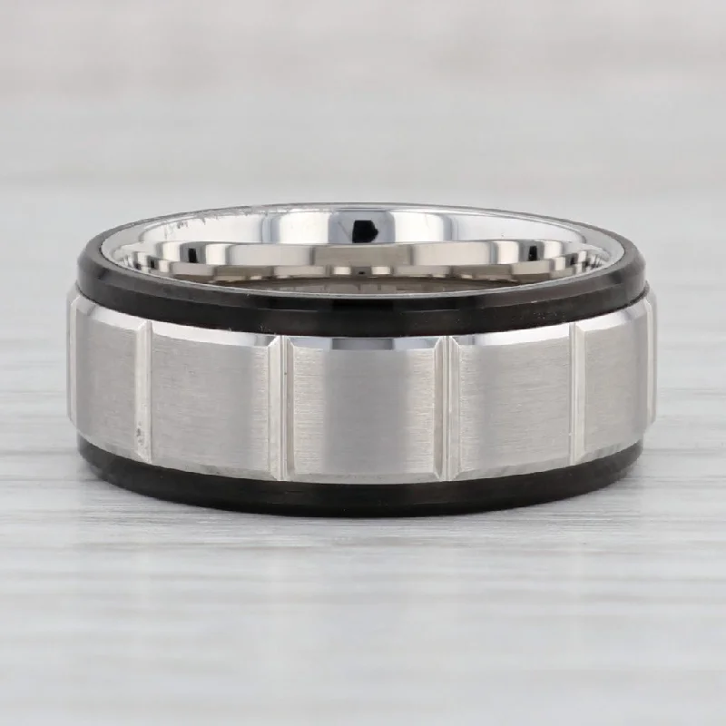 modern engagement rings for brides-New Beveled Brushed Tungsten Triton Men's Ring Size 10 Wedding Band