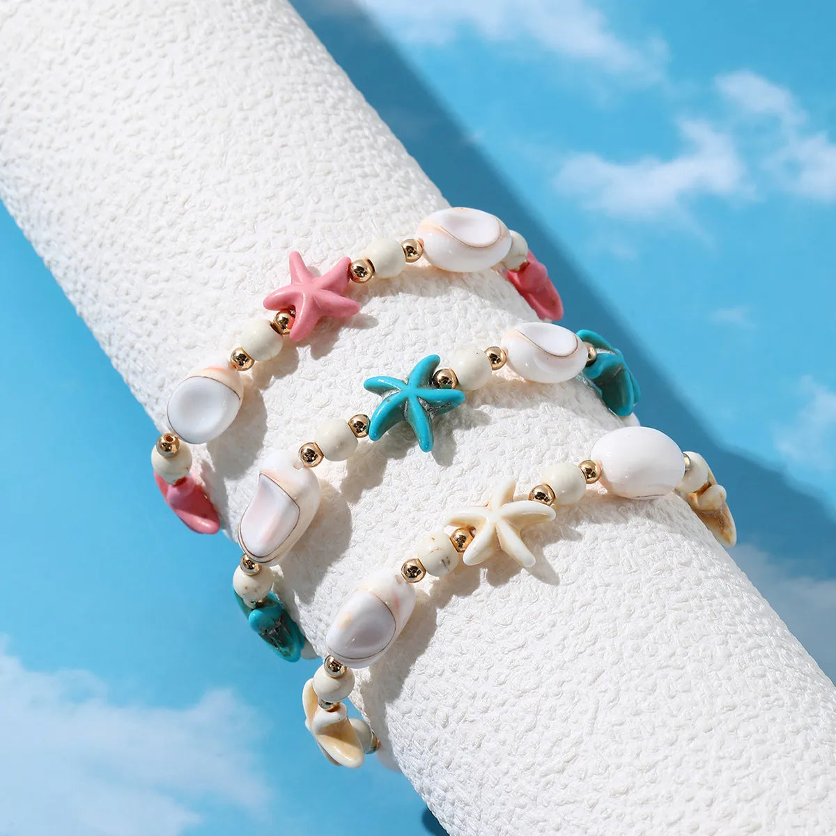 personalized bangles for women-Vacation Starfish Ceramics Beaded Plating Women's Bracelets