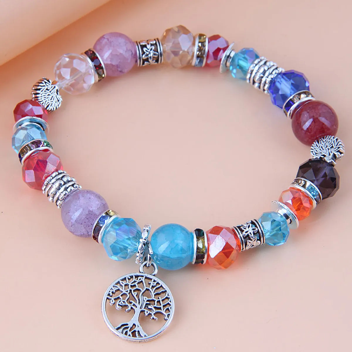 braided bangles for women-Gooddiy Jewelry Wholesale Tree Of Life Pendant Metal Crystal Bracelet